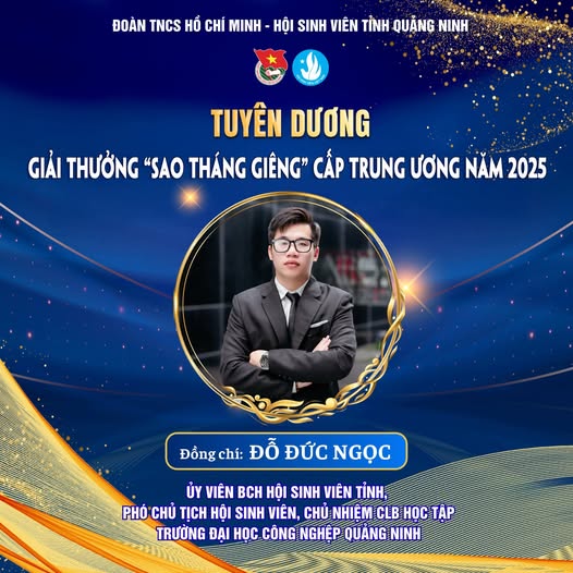 Sinh viên Trường Đại học Công nghiệp Quảng Ninh vinh dự đạt giải thưởng “Sao tháng giêng” cấp trung ương năm 2025