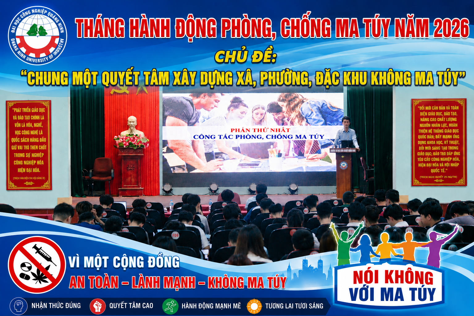 Trường Đại học Công nghiệp Quảng Ninh hưởng ứng tháng Hành động phòng chống ma tuý năm 2026