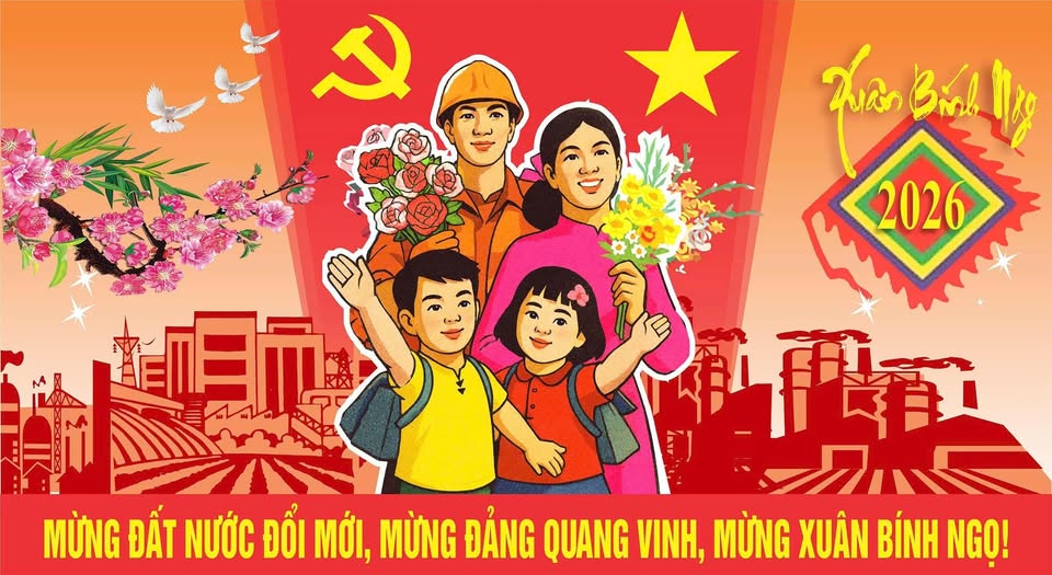 Tranh cổ động: Mừng Đảng, mừng Xuân Bính ngọ 2026; Họa sỹ: Thành Hưng - Trung tâm Văn hóa tỉnh Nghệ An